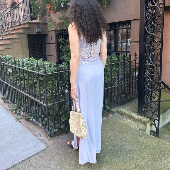 vintage y2k two piece purple beaded maxi prom dress lavender vintage formal - Picture 6 of 13